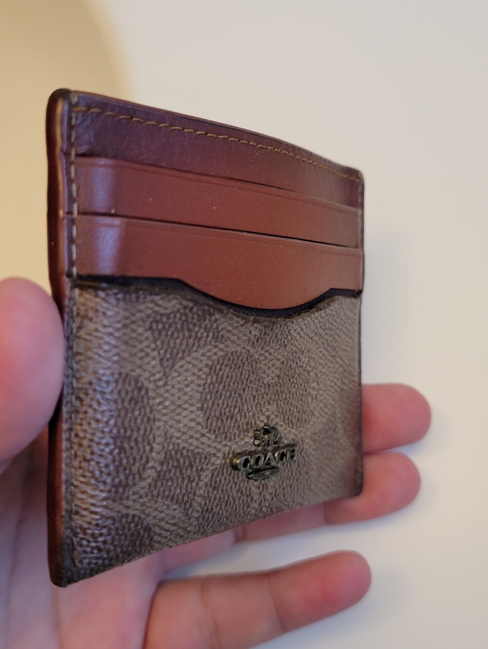 Coach Brown Signature and Saddle Card Holder - Picture 4 of 4
